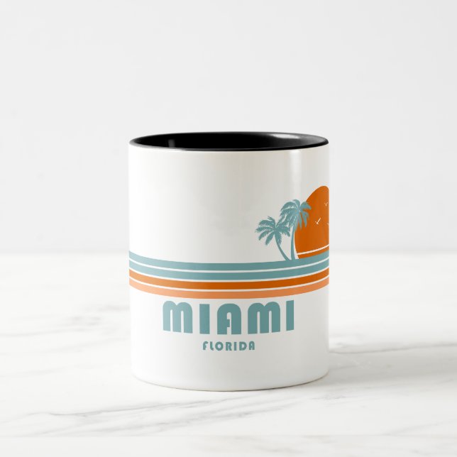 Miami Florida Sun Palm Trees Zweifarbige Tasse (Mittel)