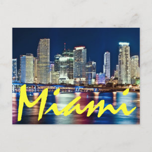 Miami, Florida, The Magic City am Abend. Postkarte