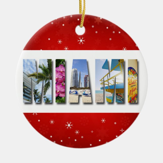Miami Florida Travel Foto Weihnachten Keramik Ornament (Vorne)