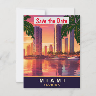 Miami, Florida, Travel Postcard, Save The Date