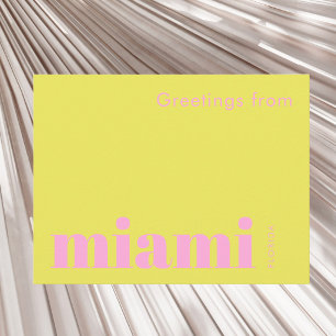 Miami Florida typografisch gelb pink Postkarte