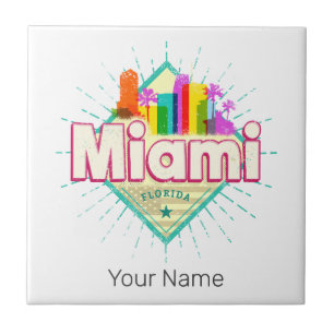 Miami Florida United Staaten Retro Skyline Vintag Fliese