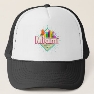 Miami Florida United Staaten Retro Skyline Vintag Truckerkappe