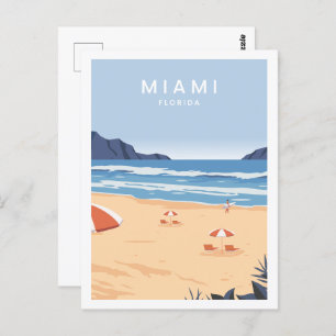 Miami Florida USA Berühmter Platz Illustration Postkarte