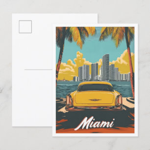 Miami Florida USA Kunst Vintage Reise Illustration Postkarte