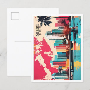 Miami Florida USA Pop-Art-Reiseillustration Postkarte