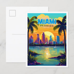 Miami Florida USA Vintage-Reiseillustration Postkarte