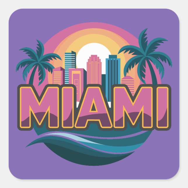 Miami Florida Vereinigte Staaten Quadratischer Aufkleber (Vorderseite)