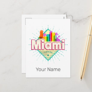 Miami Florida Vereinigte Staaten Retro-Silhouette  Feiertagspostkarte