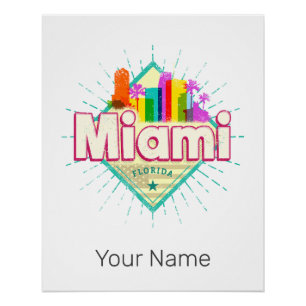 Miami Florida Vereinigte Staaten Retro-Silhouette Poster
