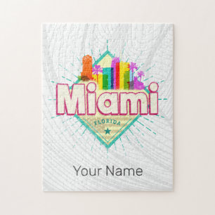 Miami Florida Vereinigte Staaten Retro-Silhouette  Puzzle