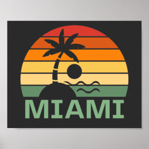 Miami Florida Vintag Palm Trees Summer Beach Poster