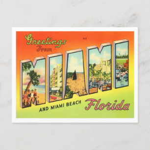 Miami, Florida Vintage Große Buchstaben Postkarte