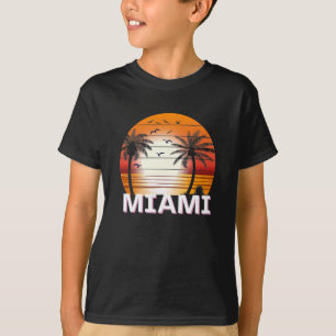 Miami Florida Vintage Palm Trees Summer Beach T-Shirt