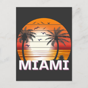 Miami Florida Vintage Palmen Sommer Strand Postkarte
