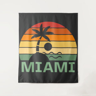 Miami Florida Vintage Palmen Sommer Strand Wandteppich