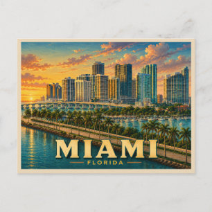 Miami Florida Vintage Reise Postkarte