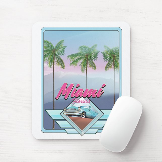 Miami Florida Vintage Reiseplakat Mousepad (Mit Mouse)