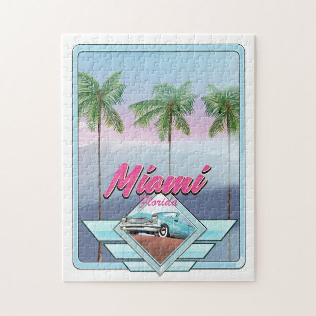 Miami Florida Vintage Reiseplakat Puzzle (Vertikal)