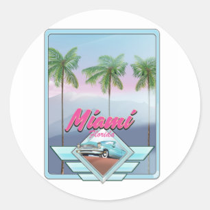 Miami Florida Vintage-Reiseplakat Runder Aufkleber