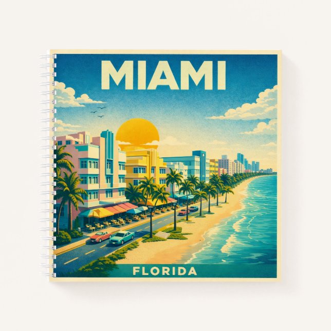 Miami Florida Vintage Reiseposter Notizbuch (Vorderseite)