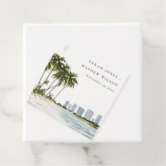 Miami Florida Wasserfarbenpalme Landschaft Hochzei Geschenkanhänger