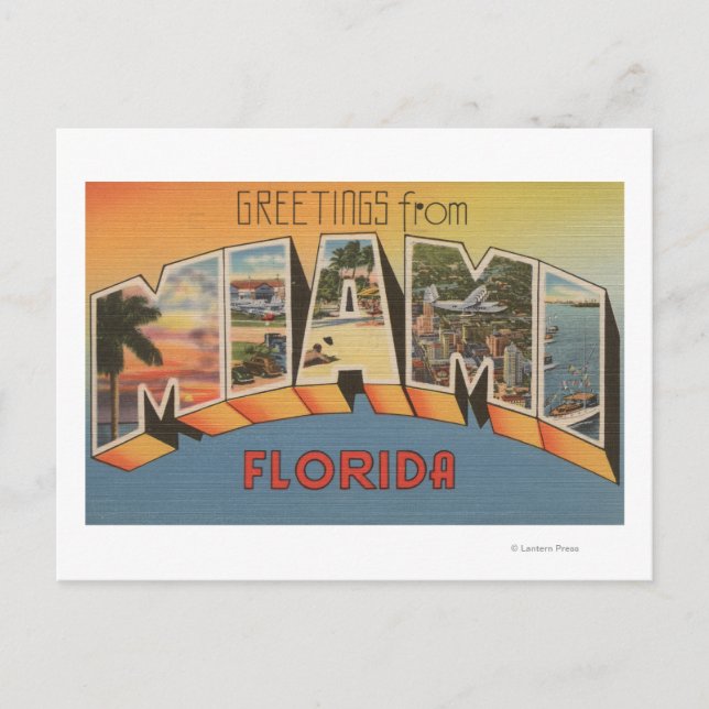 Miami, FloridaLarge Letter ScenesMiami, FL Postkarte (Vorderseite)