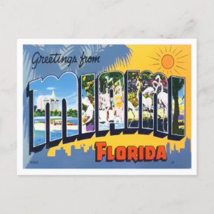 Miami, Floridas Vintage Großbuchstaben Postkarte