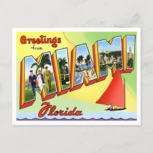 Miami, Floridas Vintage Großbuchstaben Postkarte