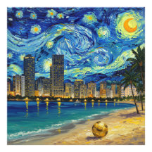 Miami Golden Shore Soccer Elegant und Öl-Fine-Art