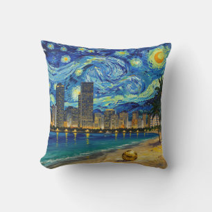 Miami Golden Shore Soccer Elegant und Öl-Fine-Art Kissen