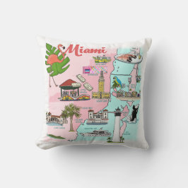 Miami Illustriert Map Throw Pillow Kissen