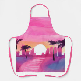 Miami in Pink | Helle Aquarellmalerei Schürze
