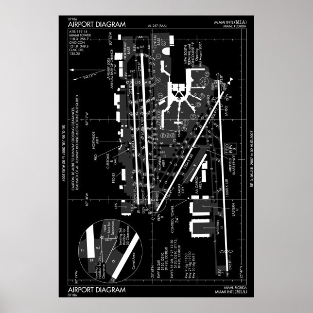 MIAMI INTERNATIONAL AIRPORT FAA DIAGRAM POSTER (Vorne)