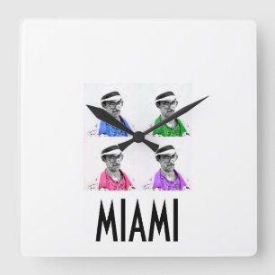 ~Miami Izzy~ MIAMI VICE IZZY POP ART WALLCLOCK! Quadratische Wanduhr