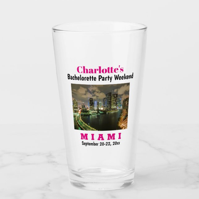 Miami Junggeselinnen-Abschied Girls Trip Beer Pint Glas (Vorderseite)