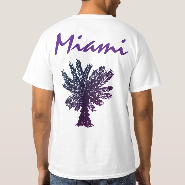 Miami Lila Palm Tree Sommerferien Kreuzfahrt T-Shirt (Rückseite)