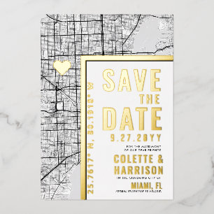 Miami Love Locator   Hochzeit Save the Date Folieneinladung