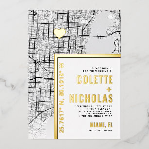 Miami Love Locator Stadt-Themen-Hochzeit Folieneinladung