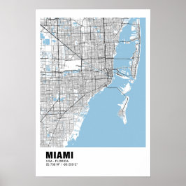 Miami Map Poster - Miami Black Map