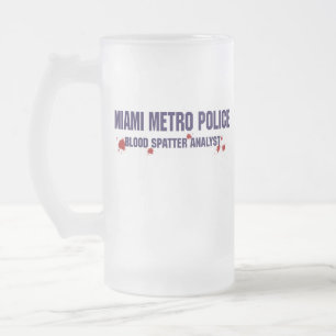 MIAMI-METRO-POLIZEI Bier-Tasse Mattglas Bierglas