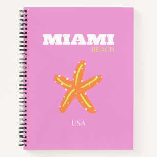 Miami, Miami Beach, Florida, Preppy, Pink, Orange Notizbuch