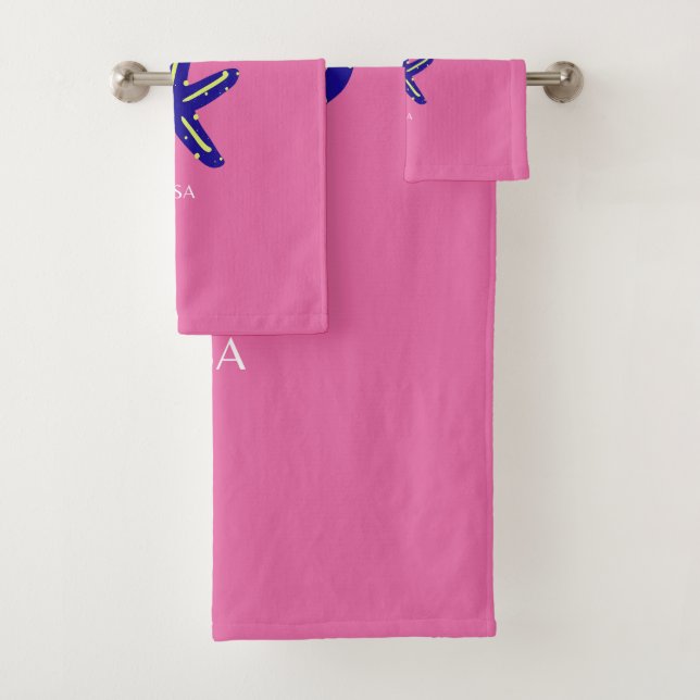 Miami, Miami Beach, Pink Badhandtuch Set (Insitu)