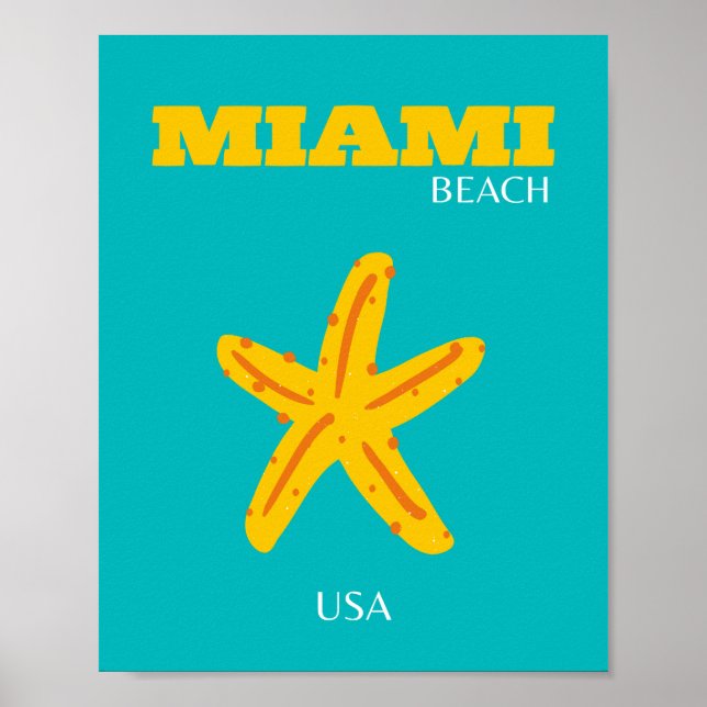 Miami, Miami Beach, Preppy Room, Travel Art, Retro Poster (Vorne)
