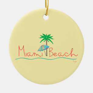Miami mit Palm und Regenschirm Keramikornament