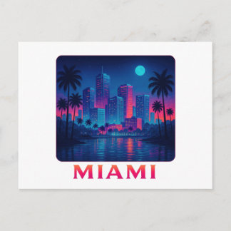 Miami Mondaufgang - Neon-Skyline Postkarte