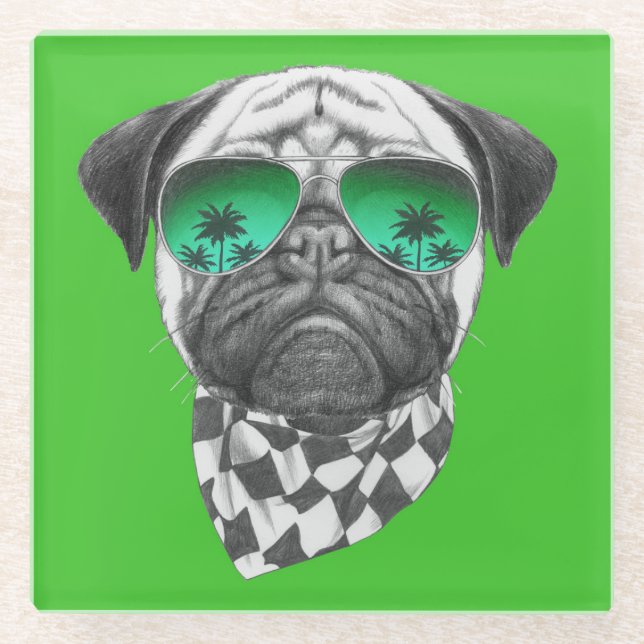 Miami-Mops Glasuntersetzer (Vorderseite)
