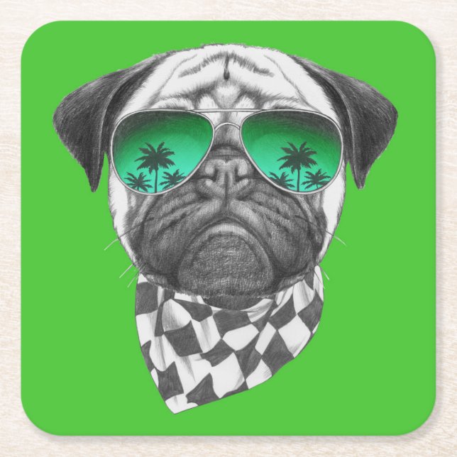 Miami-Mops Rechteckiger Pappuntersetzer (Vorderseite)