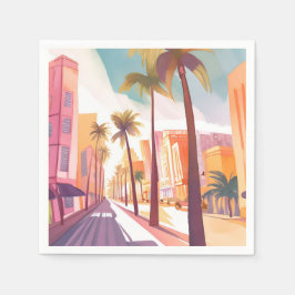 Miami Morgen | Aquarell South Beach Malerei Serviette