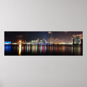 Miami-Nachtpanorama - Plakat